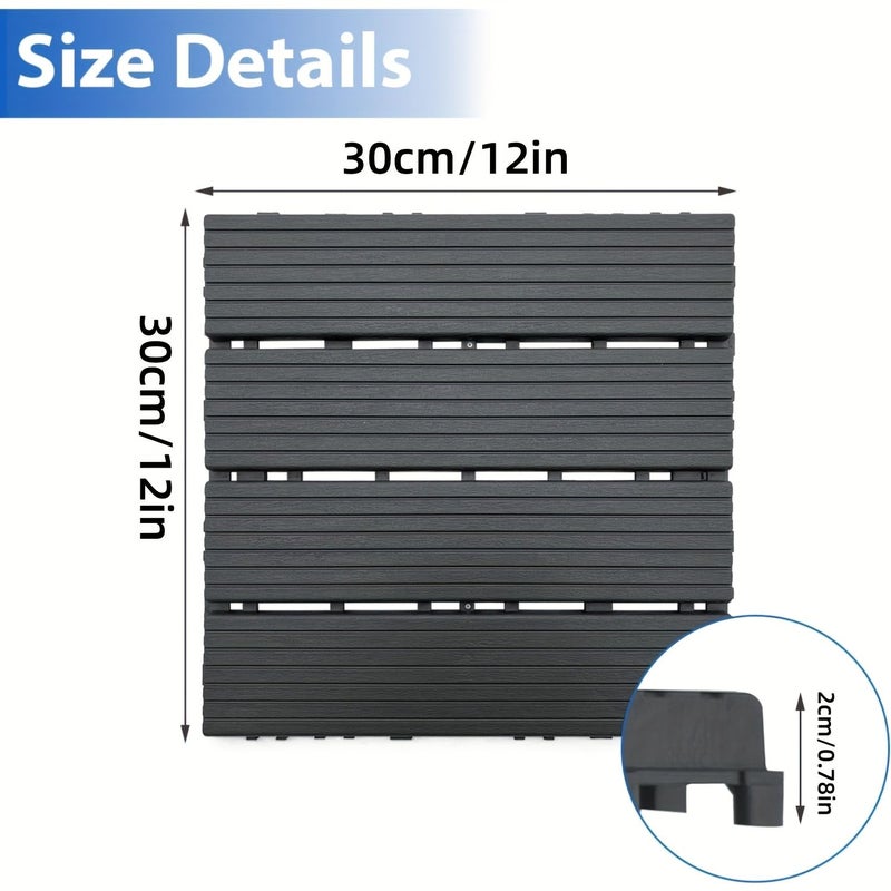 4 قطع من بلاط السطح المتشابك مقاس 12 × 12 بوصة مقاوم للماء للأرضيات الخارجية لجميع الأحوال الجوية - Image 4