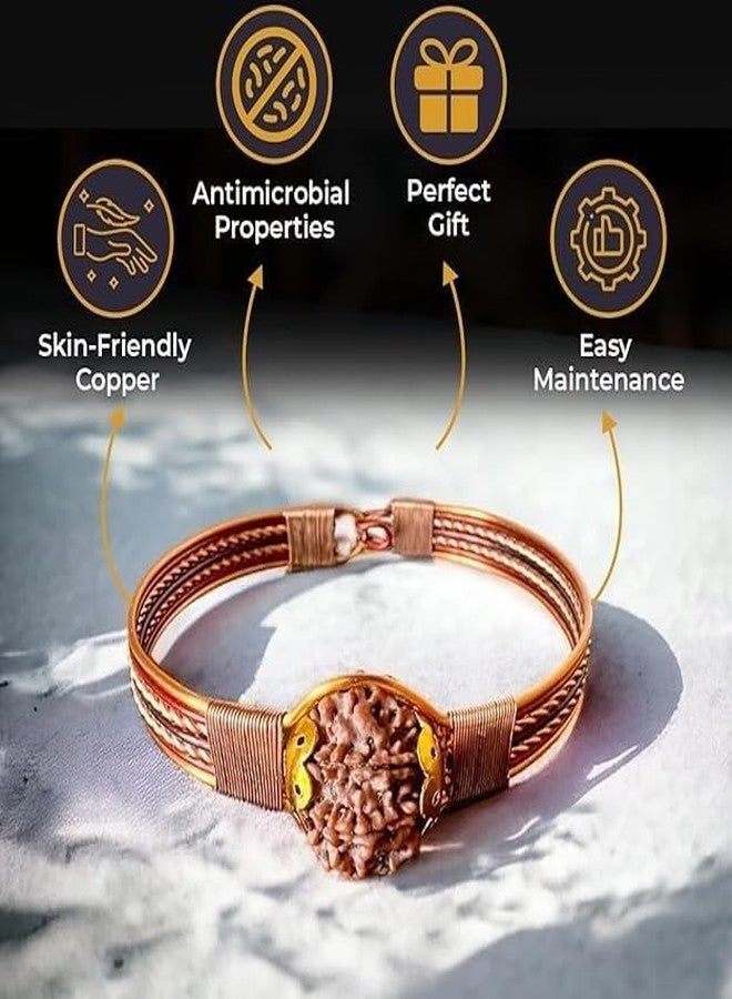 DIVISHA 5 Mukhi Pure Copper Rudraksha Bracelet | Enhancing spirituality, balance and energy with natural Rudraksha beads and copper craftsmanship - Image 3