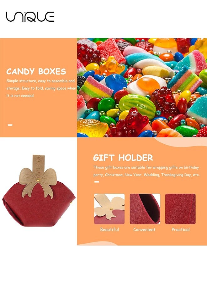 Unique 10 Leather Bow Gift Box, Reusable Party Gift Bag, Candy Box Paper for Wedding Birthday Party Decoration - Image 3