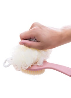 Bukela Double Sided Bath, Shower Brush, Two in One Long Handle Brush, Soft Bristle Massage Brush, Body Brush, Pink  - Image 4