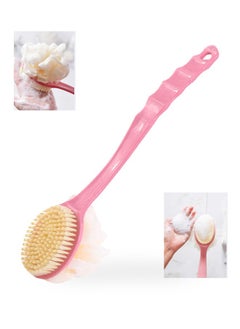 Bukela Double Sided Bath, Shower Brush, Two in One Long Handle Brush, Soft Bristle Massage Brush, Body Brush, Pink  - Image 1