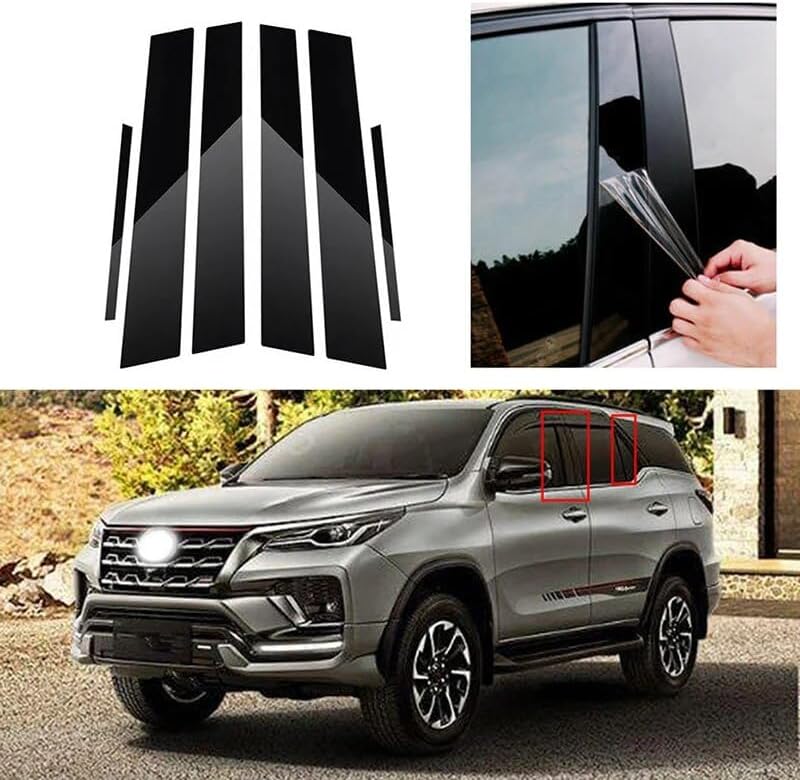 QASULER Glossy Black Car Door Window Pillar Posts - Image 3