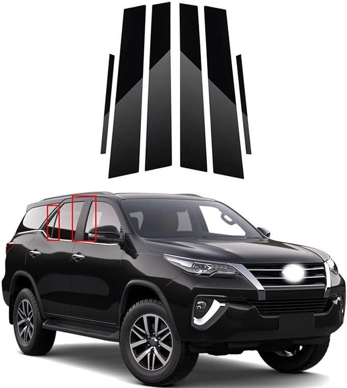 QASULER Glossy Black Car Door Window Pillar Posts - Image 2