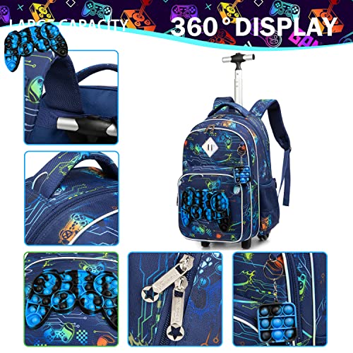 Meetbelify Rolling Backpack for Boys with Wheels Kids Travel Suitcase Laptop Luggage with Lunch Box Set for Boys Age 6-8 - Image 4