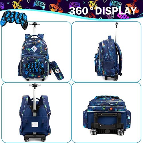 Meetbelify Rolling Backpack for Boys with Wheels Kids Travel Suitcase Laptop Luggage with Lunch Box Set for Boys Age 6-8 - Image 3