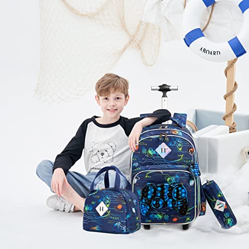Meetbelify Rolling Backpack for Boys with Wheels Kids Travel Suitcase Laptop Luggage with Lunch Box Set for Boys Age 6-8 - Image 5