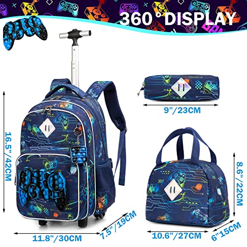 Meetbelify Rolling Backpack for Boys with Wheels Kids Travel Suitcase Laptop Luggage with Lunch Box Set for Boys Age 6-8 - Image 2