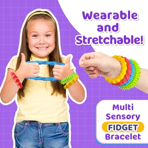 SMALL FISH Sensory Fidget Toys for Kids Adults - 4 Pack Stretchy Fidget Bracelet | Texture & Calming Autism Sensory Toys for Special Needs Autistic Children | Calm Down Toy for Toddler Girls Boys - Image 2