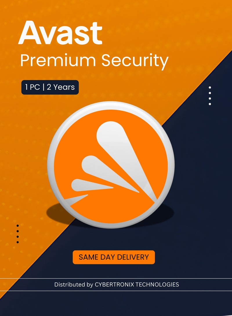 Avast أفاست بريميوم سيكيوريتي | 1 جهاز كمبيوتر لمدة 2 سنوات | ترخيص رقمي | توصيل في نفس اليوم