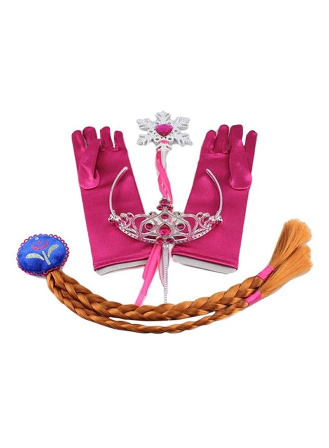 4-Piece Royal Princess Accessory Set - Sparkling Magic Wand Satin Gloves - Premium Sequins, Faux Gemstones & Adjustable Sizes - for Kids Ages 3+, Dress Up, Cosplay & Birthday Parties - Image 1