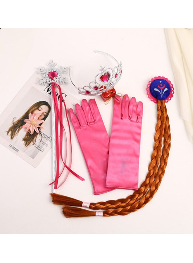 4-Piece Royal Princess Accessory Set - Sparkling Magic Wand Satin Gloves - Premium Sequins, Faux Gemstones & Adjustable Sizes - for Kids Ages 3+, Dress Up, Cosplay & Birthday Parties - Image 2