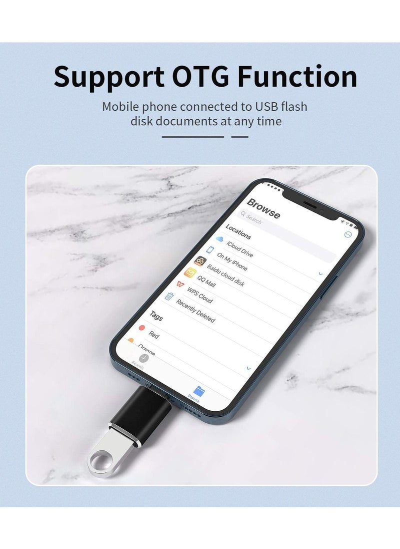 Lightning Male to USB Female Adapter OTG Cable for Apple iPhone 11 12 Mini max pro xs xr x se2 7 8plus Ipad air3 A Camera Memory Stick Connector Keyboard and Mouse Flash Drive Connection Kit Splitter