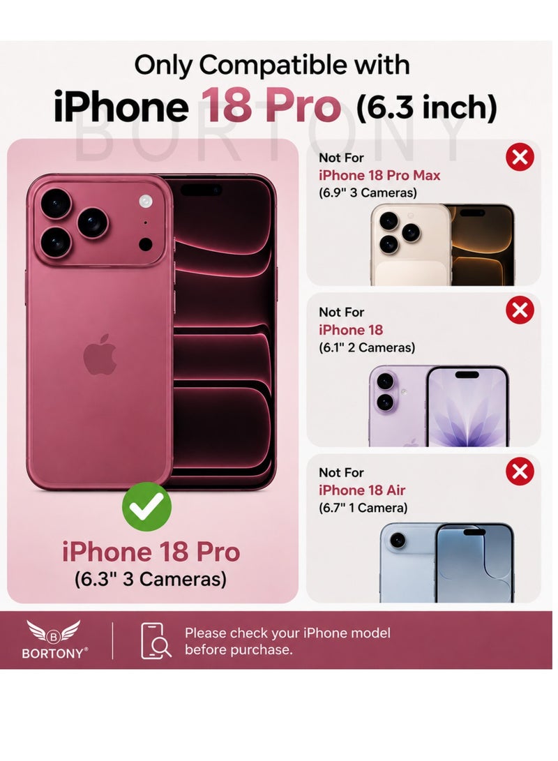 بورتوني جراب iPhone 18 Pro فائق النحافة وغير لامع (Matte) ومزود بميزة المغناطيس؛ يتميز بتصميم نحيف وصلب مع حماية للكاميرا، ومخصص لهاتف iPhone 18 Pro (مقاس 6.3 بوصة). - Image 2