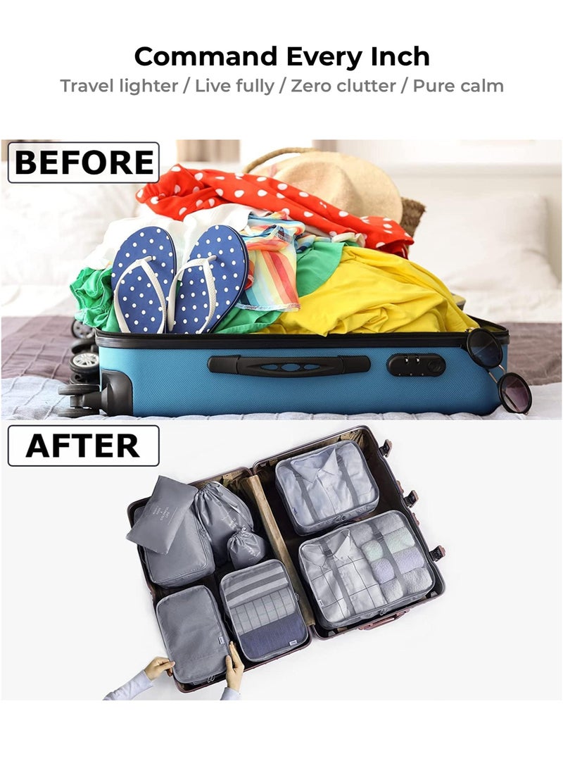 Travel Storage Set 10Pcs - Clothes Organizer for Luggage/Underwear/Shoes/Makeup Bags, Portable Packing System for Travel (Grey) - Image 5