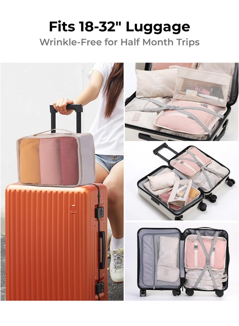 Travel Storage Set 10Pcs - Clothes Organizer for Luggage/Underwear/Shoes/Makeup Bags, Portable Packing System for Travel (Grey) - Image 3