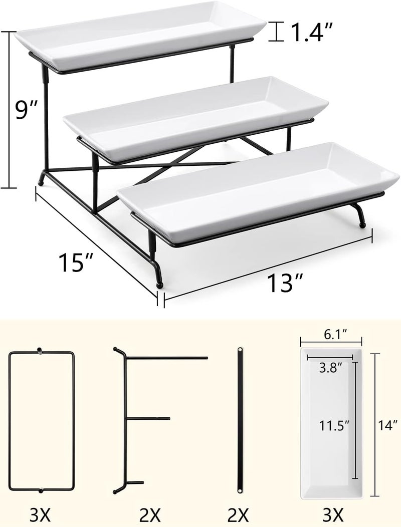 Yedio 40 oz Salad Bowls Yedio 3 Tier Serving Tray - Image 2