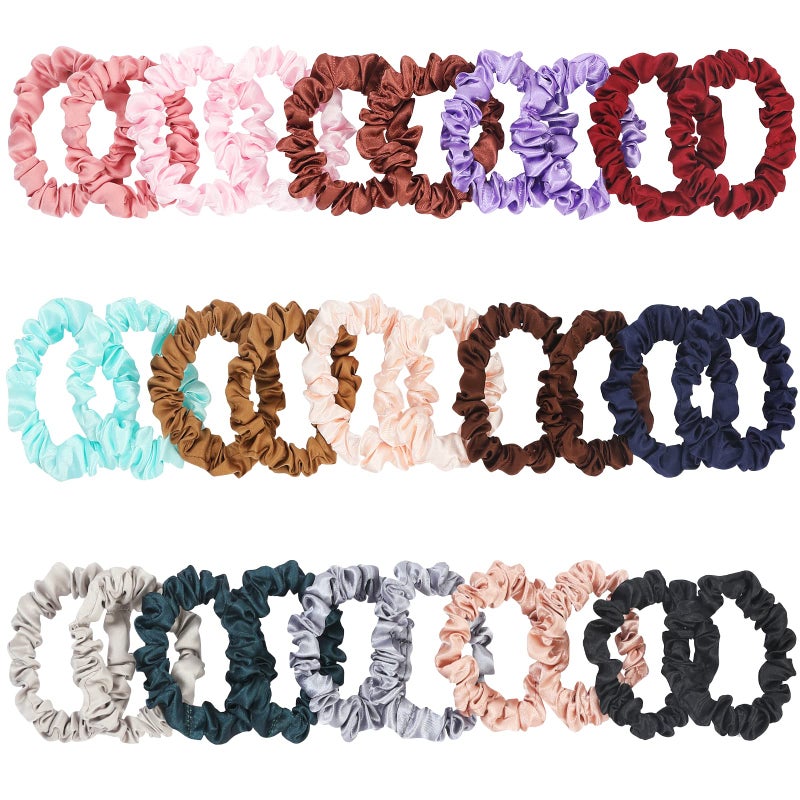 KECUCO 30Pcs Small Silk Satin Hair Scrunchies, Hair Ties for Women Girls Hair Accessories Gift (Multicolor A) - Image 1