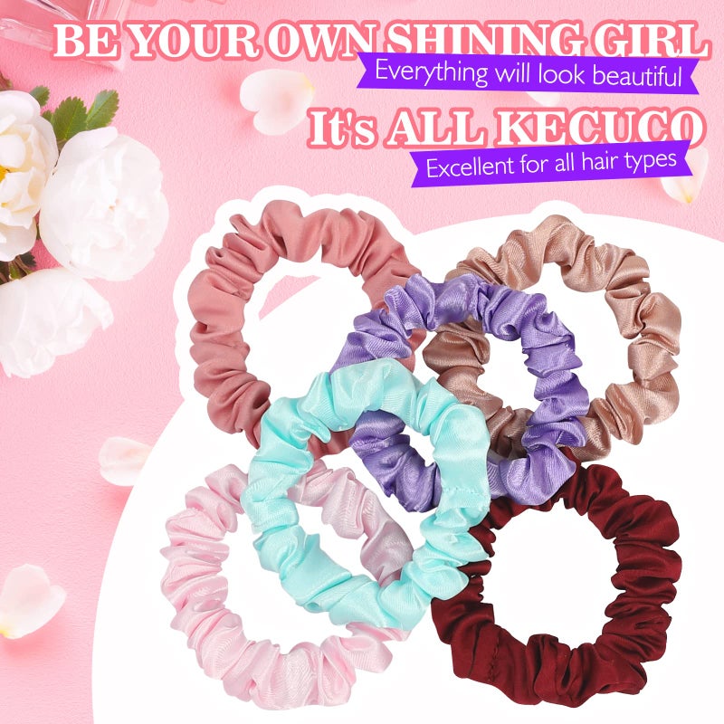 KECUCO 30Pcs Small Silk Satin Hair Scrunchies, Hair Ties for Women Girls Hair Accessories Gift (Multicolor A) - Image 3