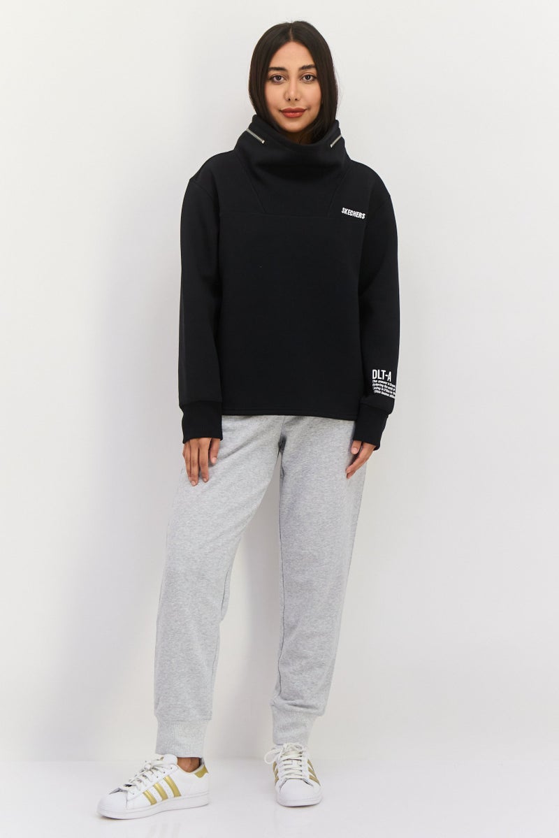 SKECHERS Women Sportswear Fit Long Sleeves Outdoor Sweatshirt, Black - Image 4