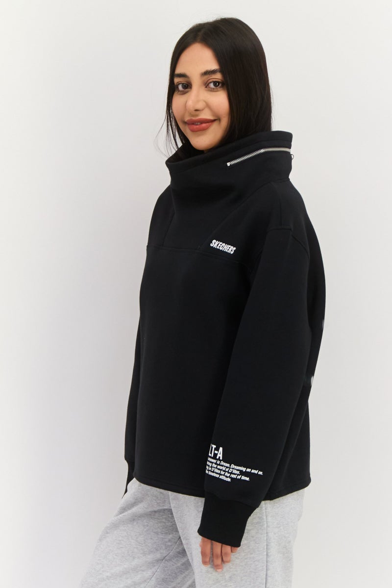 SKECHERS Women Sportswear Fit Long Sleeves Outdoor Sweatshirt, Black - Image 2