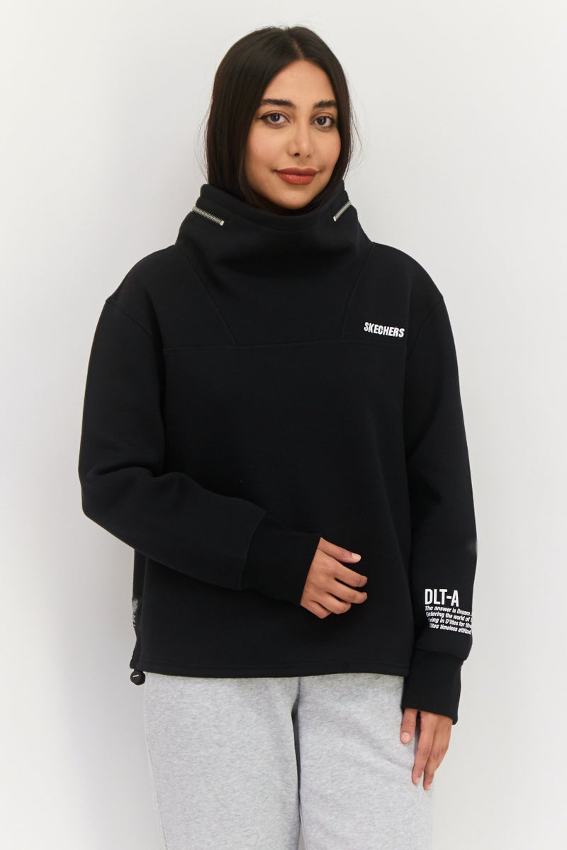 SKECHERS Women Sportswear Fit Long Sleeves Outdoor Sweatshirt, Black - Image 1