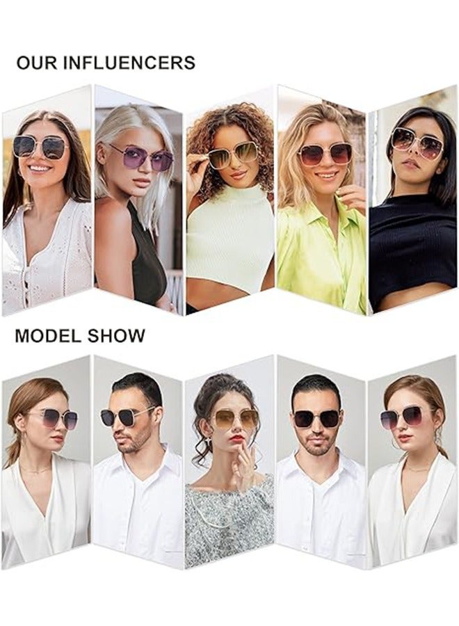 general Trendy Oversized Square Metal Frame Sunglasses for Women Men Flat Mirrored Lens UV Protection Sunglasses - Image 3