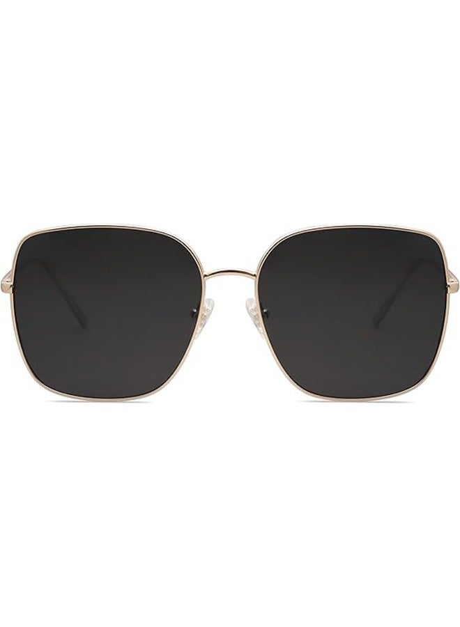 general Trendy Oversized Square Metal Frame Sunglasses for Women Men Flat Mirrored Lens UV Protection Sunglasses - Image 2