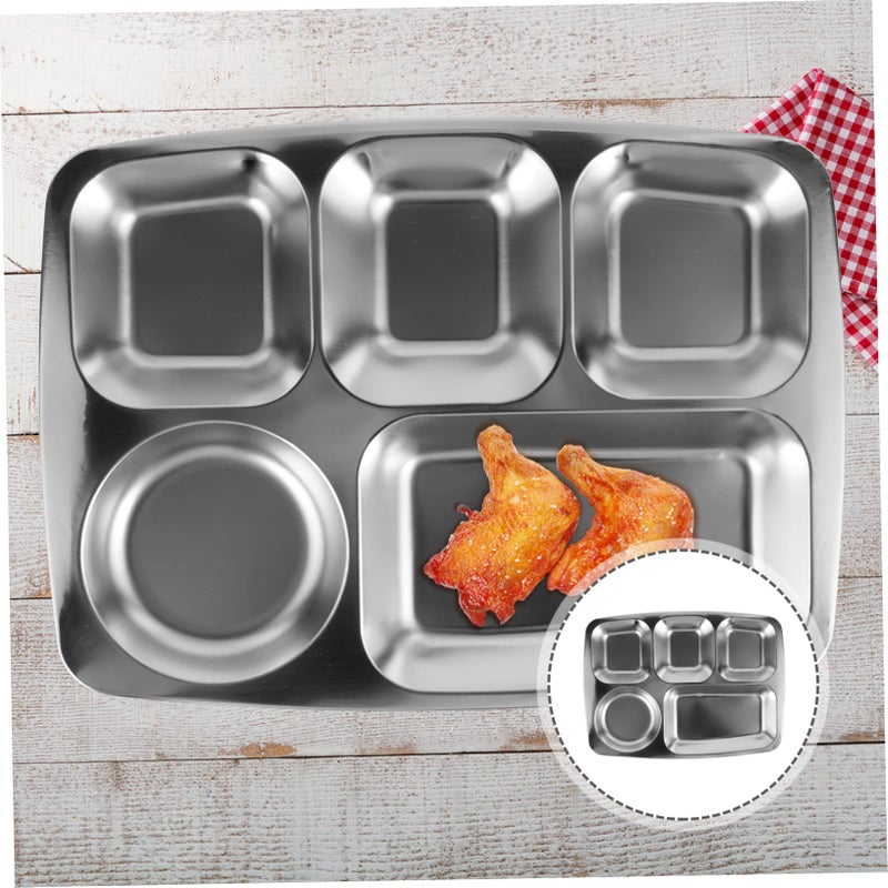 Stainless Steel Divided Compartment Plate For Kids Adults Snack Lunch Dinner - Image 5