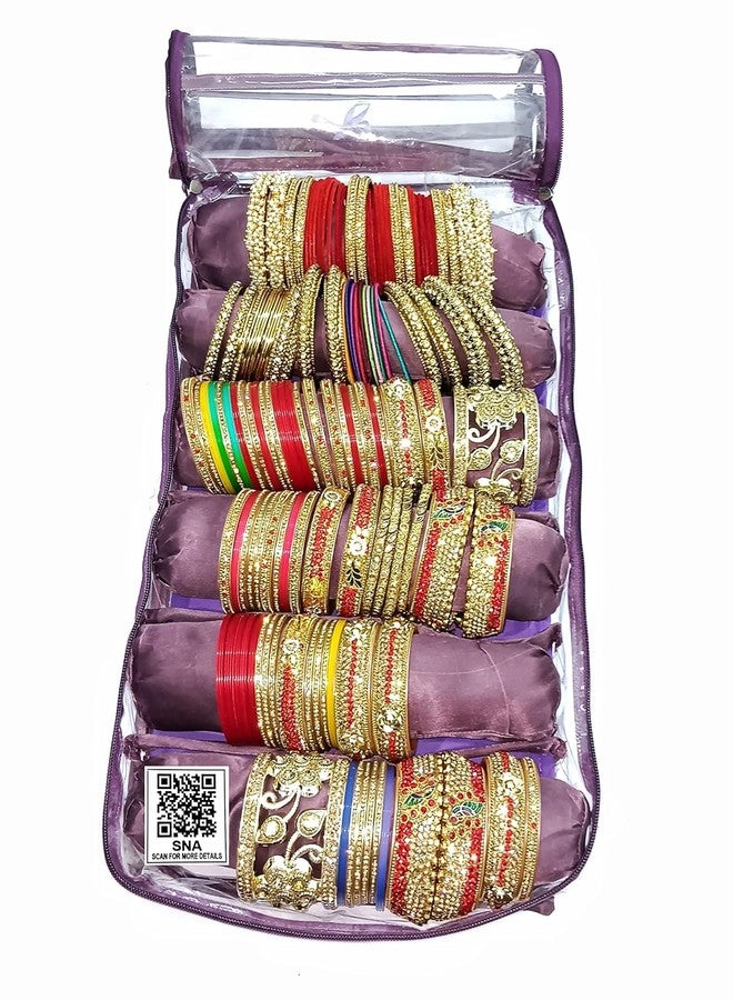 SNA 6 Rod Bangles Jewelry Vanity Box (Purple) - Stylish Organizer for Your Accessories - Image 2
