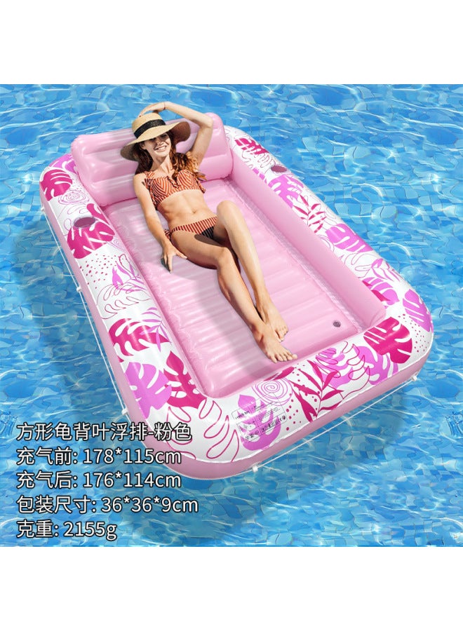 New Inflatable Sunbathing And Tanning Float For Summer Water Activities, Thickened Square Turtle Leaf-shaped Water Float Bed