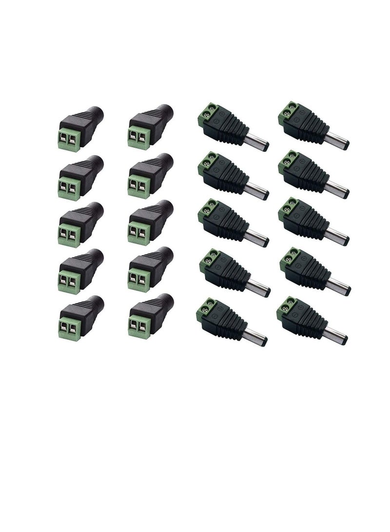 10 Pair Male Female 2.1x5.5mm DC Power Cable Jack Adapter Connector Plug Led Strip CCTV Camera Use Etc.Pack of 10 Pair - Image 1