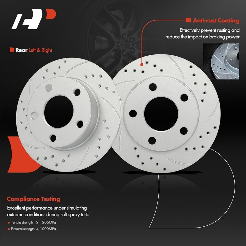 A-Premium 9.65 Inch Rear Drilled and Slotted Brake Rotors - Image 2