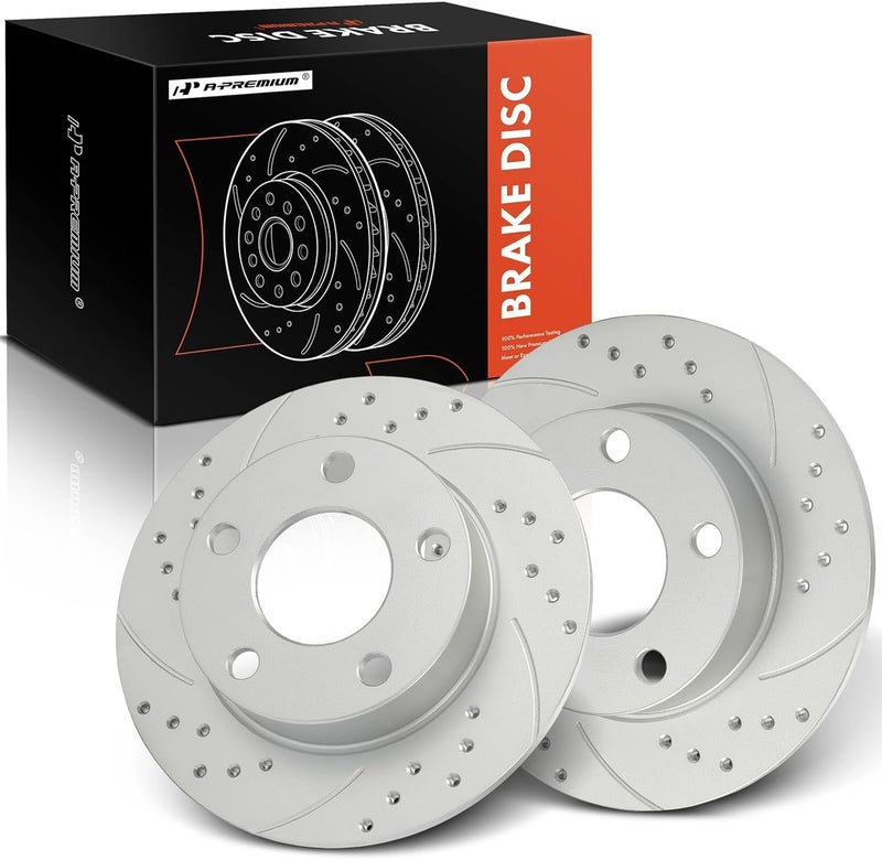 A-Premium 9.65 Inch Rear Drilled and Slotted Brake Rotors - Image 1