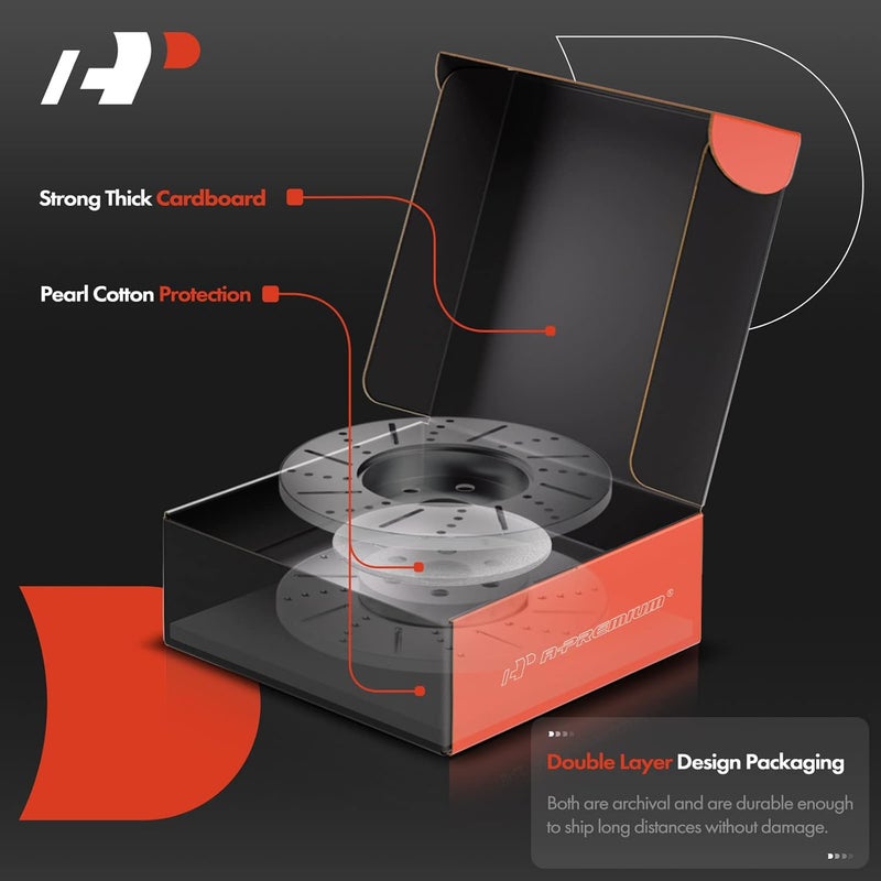 A-Premium 9.65 Inch Rear Drilled and Slotted Brake Rotors - Image 4