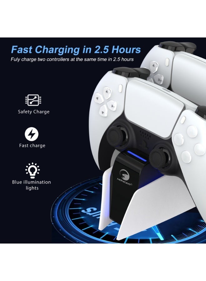 Honcam PS5 Controller Charger - PS5 Charging Station for Playstation 5 Dualsense Controller - Charging Stand for PS5 Controller with Ambient Light - Image 2