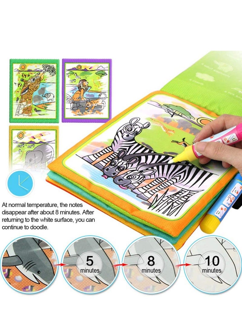 NIBEMINENT Water Coloring Books, Toddlers Magic Doodle Kids Painting Pad, Portable Reusable Drawing Board, Cloth and Pens for Activities Travel Learning Animal 2.6in x 8.3in - Image 3