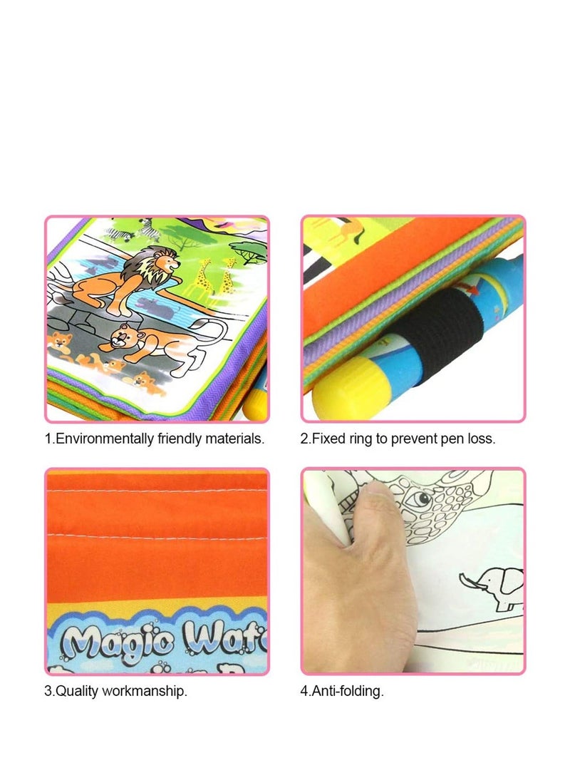 NIBEMINENT Water Coloring Books, Toddlers Magic Doodle Kids Painting Pad, Portable Reusable Drawing Board, Cloth and Pens for Activities Travel Learning Animal 2.6in x 8.3in - Image 5