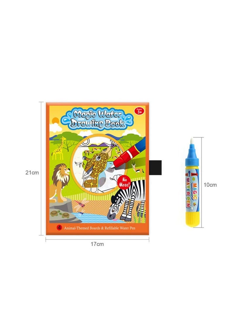 NIBEMINENT Water Coloring Books, Toddlers Magic Doodle Kids Painting Pad, Portable Reusable Drawing Board, Cloth and Pens for Activities Travel Learning Animal 2.6in x 8.3in - Image 2