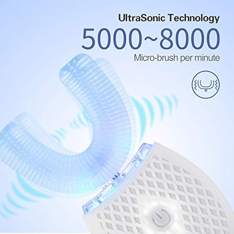 Automatic Ultrasonic Toothbrush, Electric Ultrasonic Toothbrush, 360° Ultrasonic Toothbrush for Adults, Teeth Whitening Brush with Timer, Electric Toothbrush, Wireless Charging (White, M) - Image 3