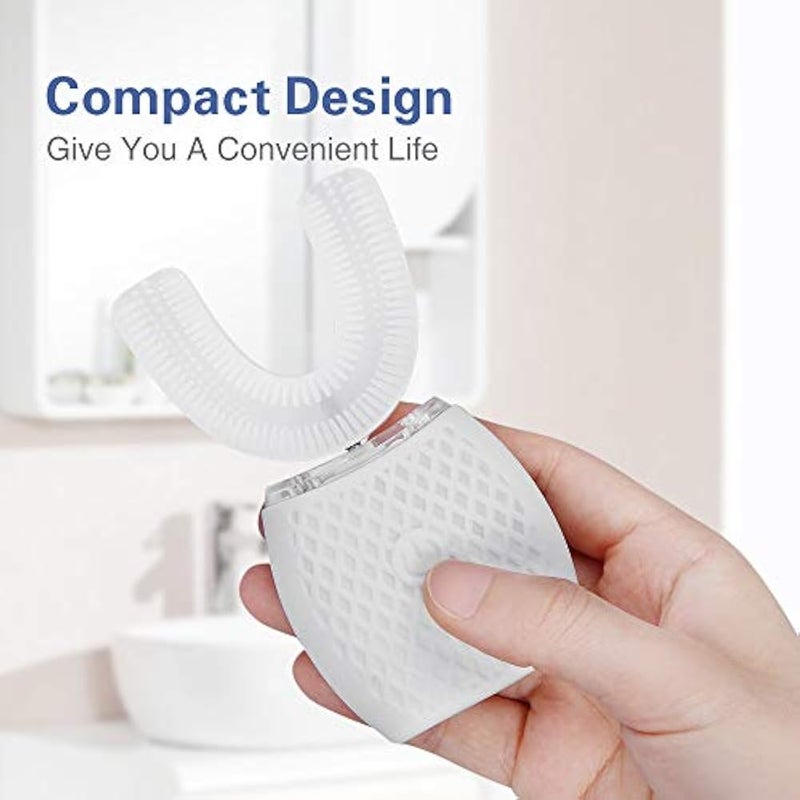 Automatic Ultrasonic Toothbrush, Electric Ultrasonic Toothbrush, 360° Ultrasonic Toothbrush for Adults, Teeth Whitening Brush with Timer, Electric Toothbrush, Wireless Charging (White, M) - Image 4