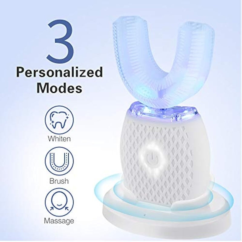 Automatic Ultrasonic Toothbrush, Electric Ultrasonic Toothbrush, 360° Ultrasonic Toothbrush for Adults, Teeth Whitening Brush with Timer, Electric Toothbrush, Wireless Charging (White, M) - Image 2