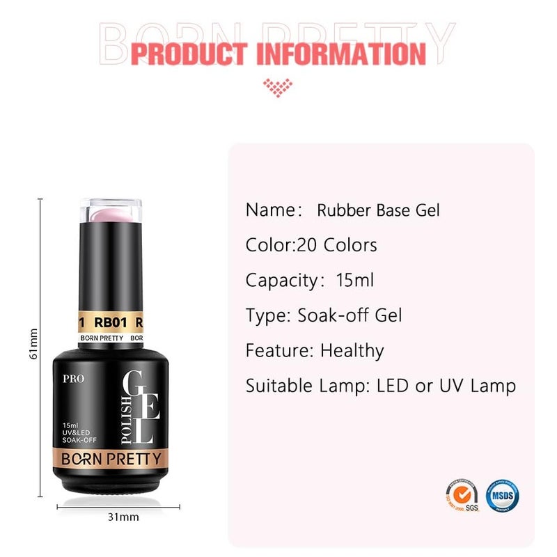 Born Pretty PRO 15ml HEMA Free Rubber Base Gel Nail Polish Uv Gel from BELLE GAGA Color UV LED Gel Polish for professional use RB25 15ml - Image 3