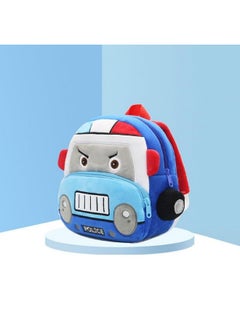 Blue Tree blue tree School Bag for Cute Kids for (1-6 Years), Embroidery Soft Plush Police Van Blue Bag for Toddlers, Cartoon Backpack for Baby Boys and Girls  - Image 3