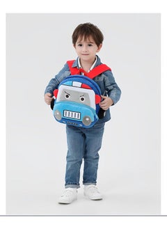 Blue Tree blue tree School Bag for Cute Kids for (1-6 Years), Embroidery Soft Plush Police Van Blue Bag for Toddlers, Cartoon Backpack for Baby Boys and Girls  - Image 4
