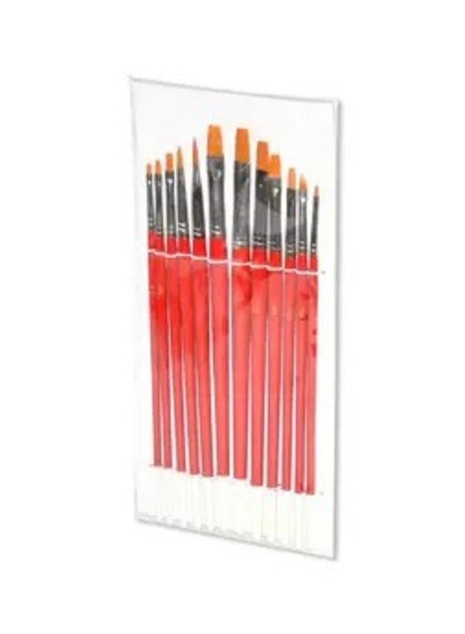 12-Piece Artmate Artist Brush, Flat Assorted - JIAB448-12