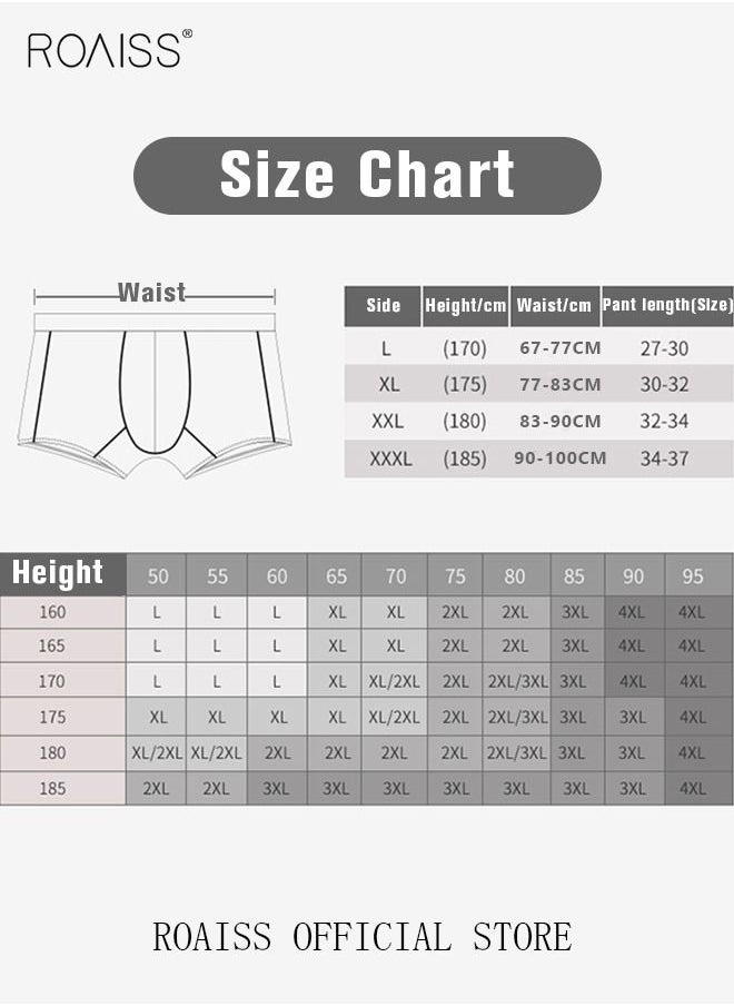 roaiss - 4 Pack Set Men's  95% Cotton Boxer Shorts Breathable Soft Underwear Summer High Stretch Seamless Underwear - Image 1