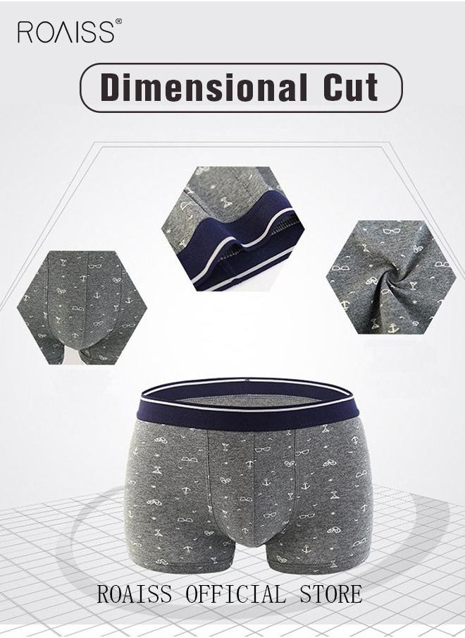 roaiss - 4 Pack Set Men's  95% Cotton Boxer Shorts Breathable Soft Underwear Summer High Stretch Seamless Underwear - Image 1