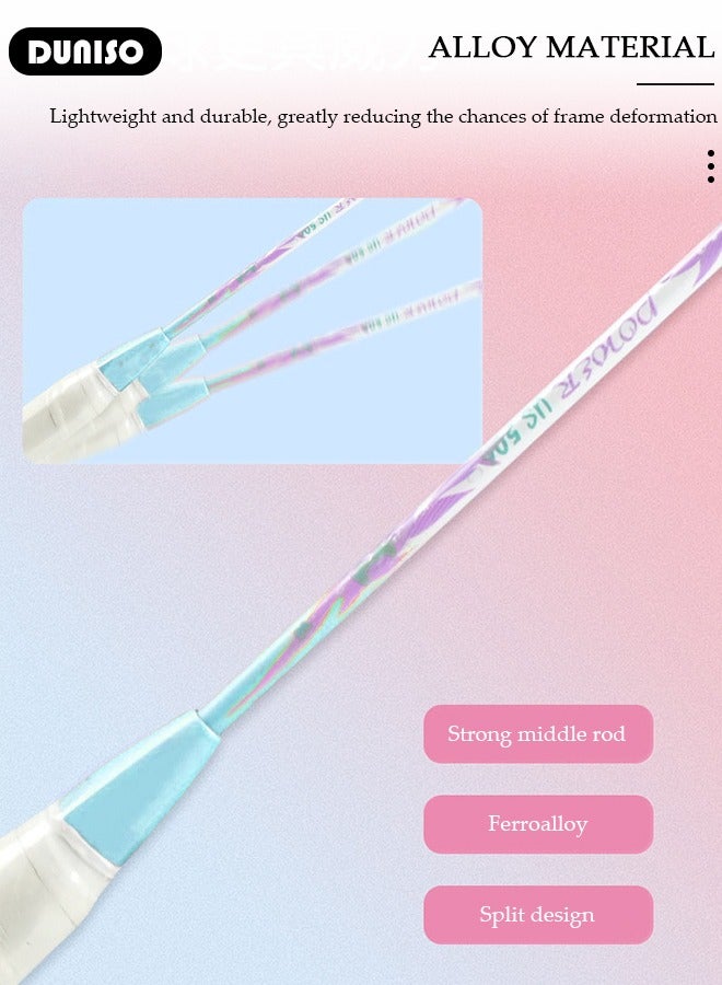 DUNISO Badminton Rackets Set of 2, Ferroalloy Badminton Rackets Set Including Badminton Bag, 3 Badminton Shuttlecock, 2 Racquet Grip for Beginners Outdoor Backyard Games, Daily Play and Training - Image 3