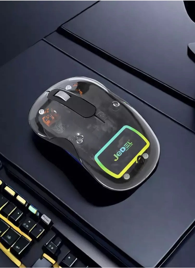 JeDEL Rechargeable Wireless Gaming Mouse WD141 , Dual Bluetooth & 2.4GHz Connection , 1200DPI High Sensitivity , Ergonomic and Lightweight Design for Long-Term Use , Professional RGB Lighting , Powerful Long Life Battery , Compatible with PC, Laptop, and Gaming Systems - White  - Image 4