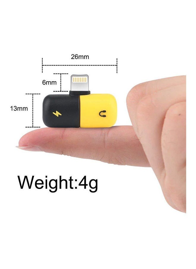 NIBEMINENT - 2 In 1 Lightning Splitter Adapter For iPhone 7 Yellow/Black - Image 1